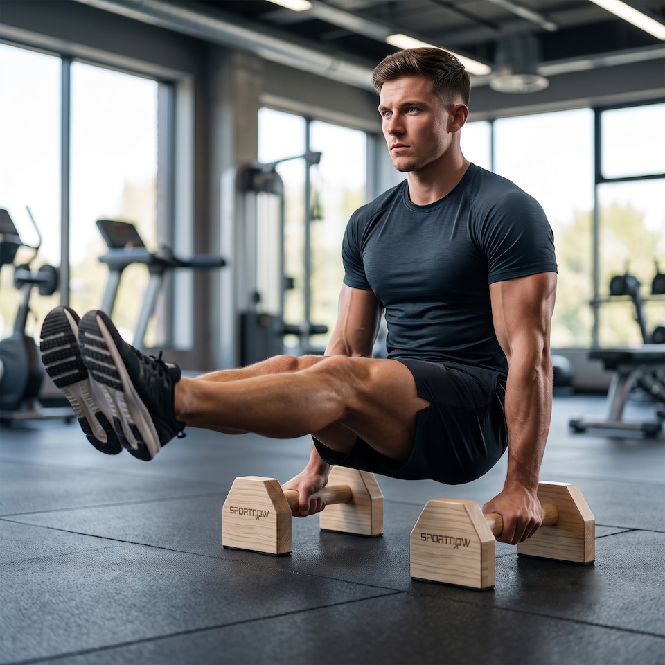 image 1 of SPORTNOW Wooden Parallettes Push Up Bars Calisthenics Equipment for Home Gym