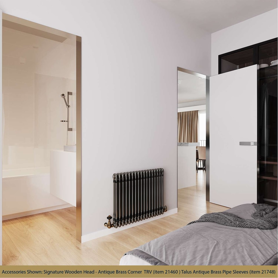 image 1 of Alpha Double Column Heated Bathroom Radiator - Raw Metal - (H) 600mm x (W) 768mm