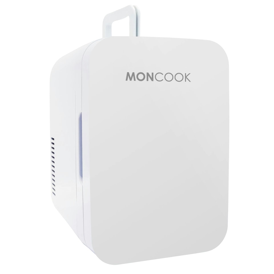 image 1 of MONCOOK Mini Fridge For Bedrooms - Small, Portable & Quiet - Glass Door Mini Fridge For Skincare, Food & Drinks - Cooling & Warming Function - 6L White