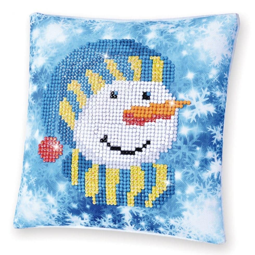 DIAMOND DOTZ PILLOW SNOWMAN CAP - Diamond Painting Kit: Cushion: Snowman Cap