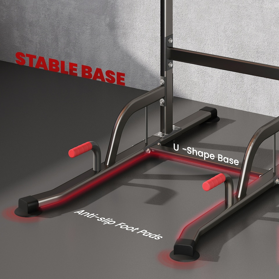 image 1 of HOMCOM Power Tower Station Pull Up Bar w/Adjustable Height for Home Gym Workout | Black | Black