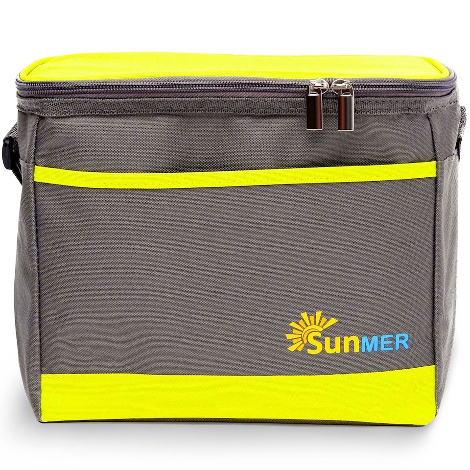 image 1 of SUNMER 9L Cooler Bag with Adjustable Shoulder Strap - Grey & Lime