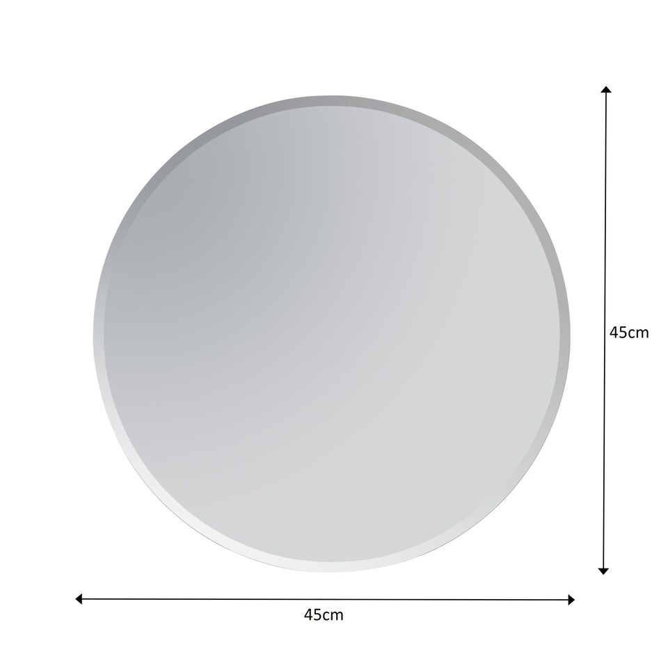 image 1 of Showerdrape Fitzrovia Round Wall Mounted Frameless Bevelled Edge Bathroom Mirror 45 x 45cm | Chrome | Mirror | 1
