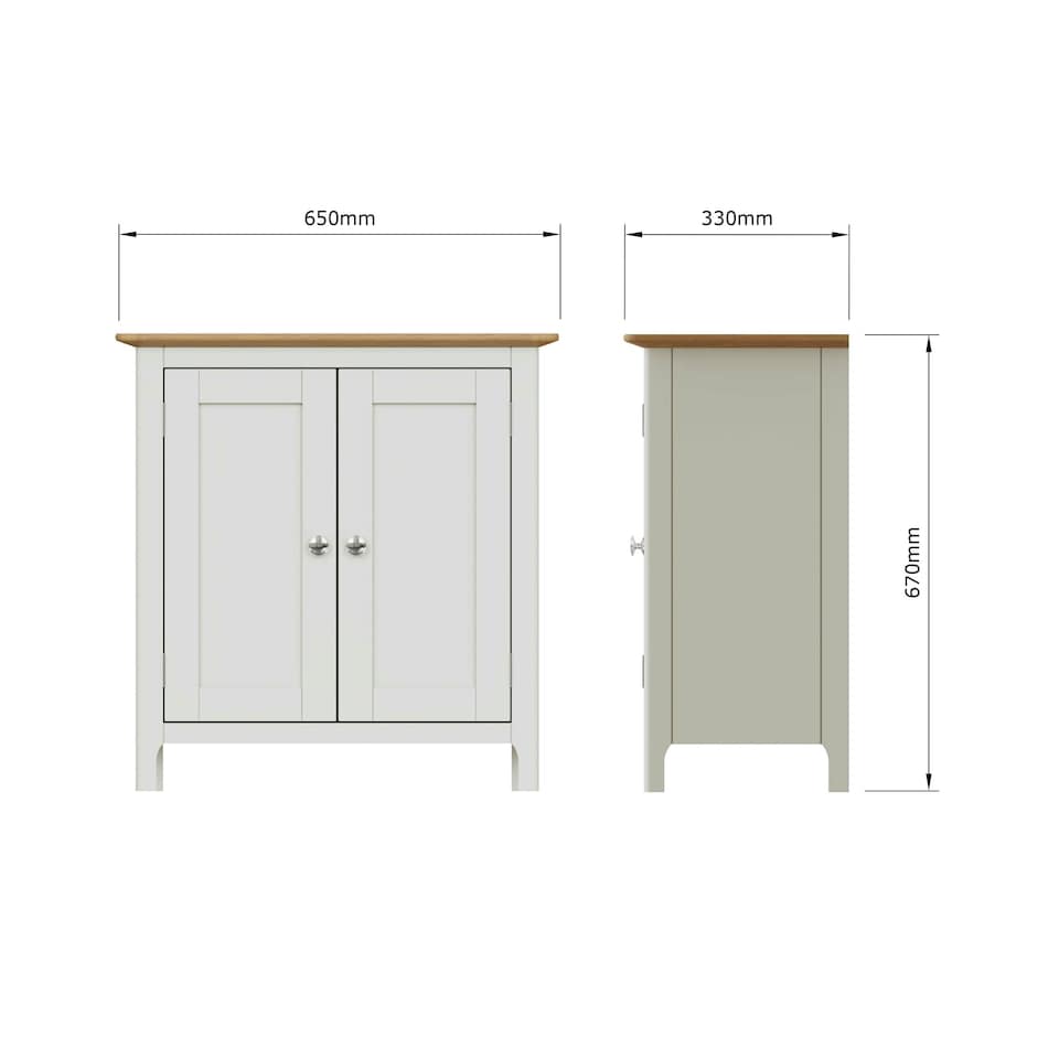 image 1 of Taberno Oak 2 Door Compact Sideboard Linen White White