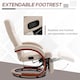 image 5 of HOMCOM Swivel Recliner Chair with Footstool and Wood Base, Manual Reclining Chair for Living Room, Bedroom, Beige