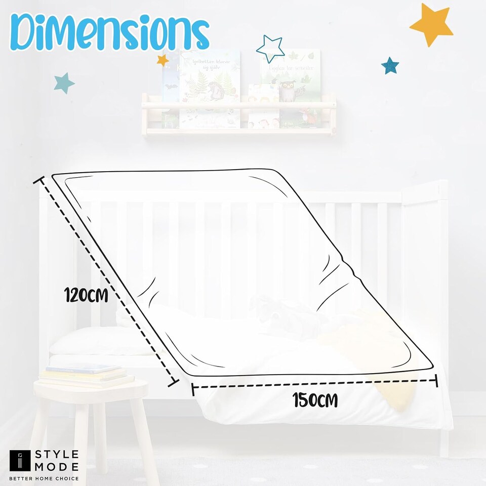 image 1 of Cot Bed Duvet 7.5 Tog 120cm x 150cm I Lightweight Soft Snug Quilt for Kids I Toddlers I Hypoallergenic I Anti Allergy I Machine Washable