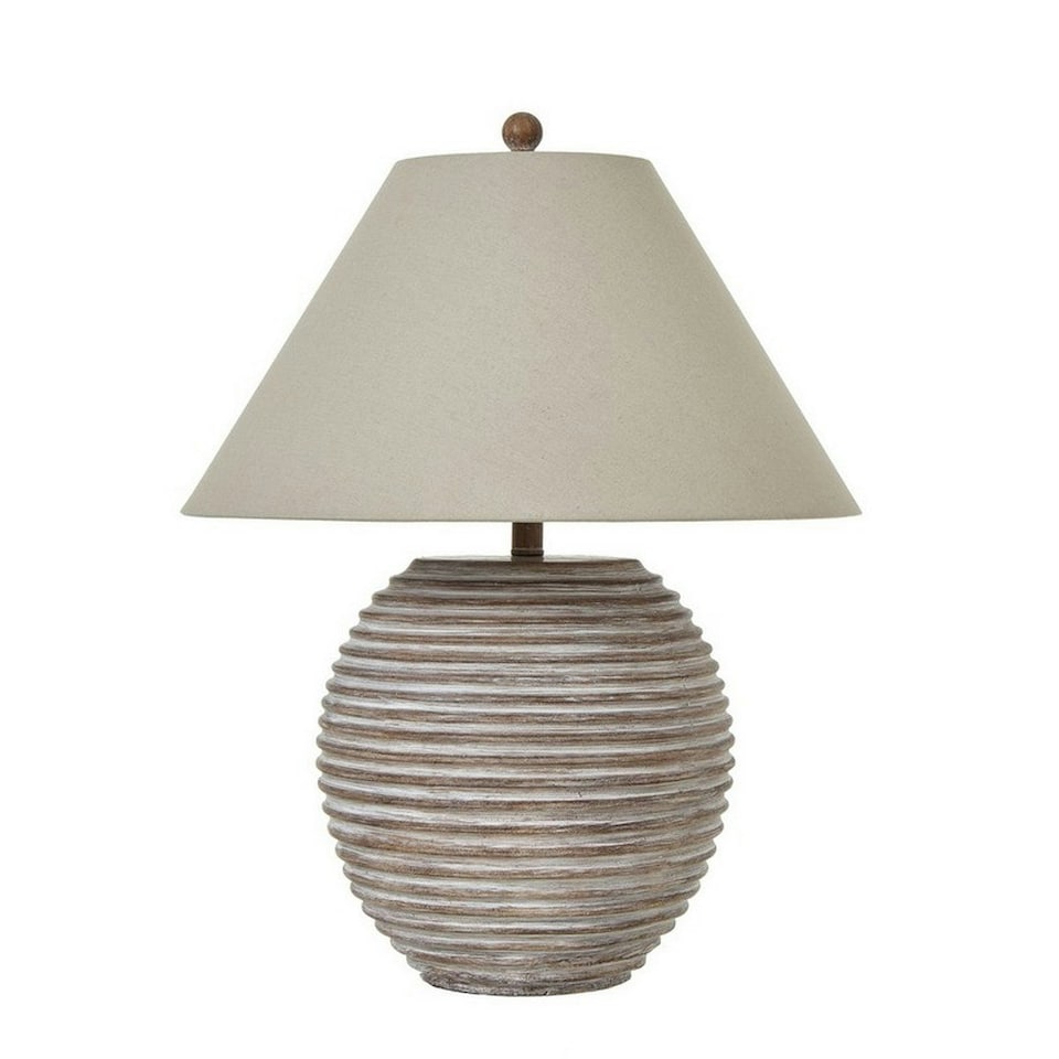 image 1 of Saturn Table Lamp with Linen Shade - Ceramic - L53 x W53 x H71 cm - Brown Brown