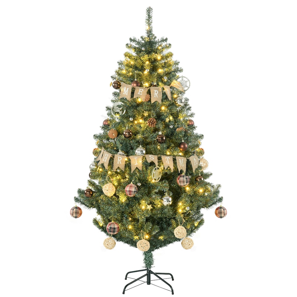 image 1 of HOMCOM 6ft Artificial Christmas Tree with LED Lights, Decoration, Auto Open