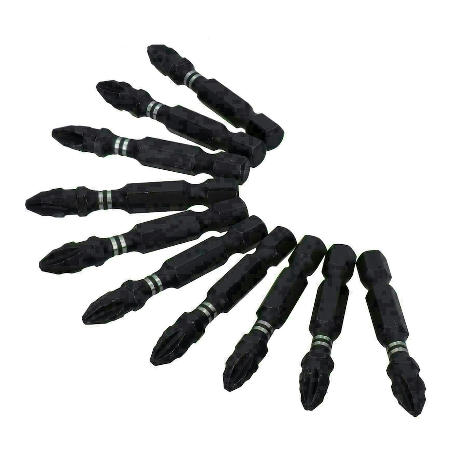 image 1 of PH2 Phillips Impact Torsion Screwdriver Bits 50mm Long 10 Pack 1/4" Hex Shank