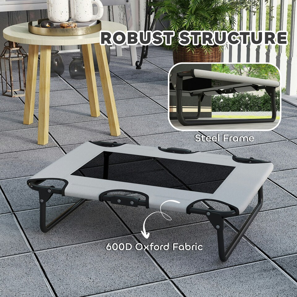 image 1 of PawHut Raised Dog Bed with Breathable Mesh for S & M Dogs, Light Grey Red | L