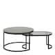 image 2 of Spiro Round/Oval Coffee Table Set with Black Marble/Smoked Melamine Glass Top