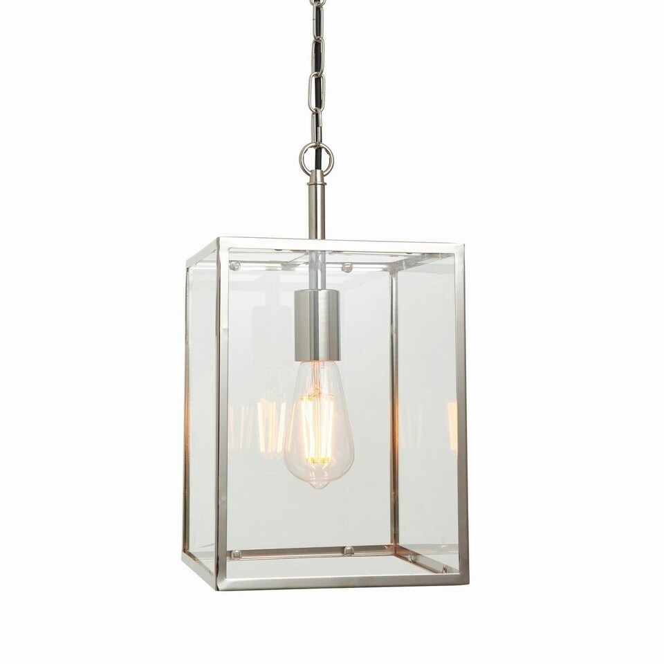 image 1 of Hadden Pendant Bright Nickel Plate & Clear Glass 1 Light Dimmable IP20 - E27