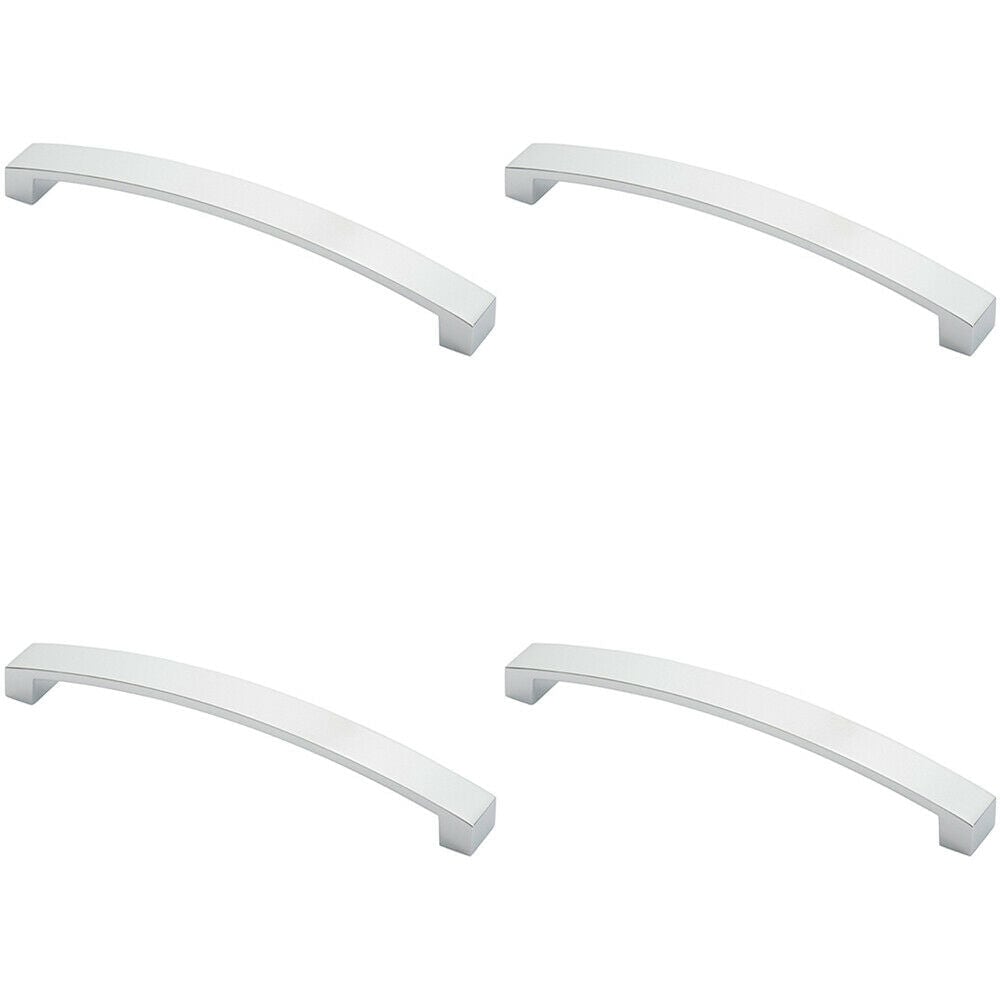Loops 4x Flat Curved Bow Pull Handle 238 x 25mm 224mm Fixing Centres Polished Chrome