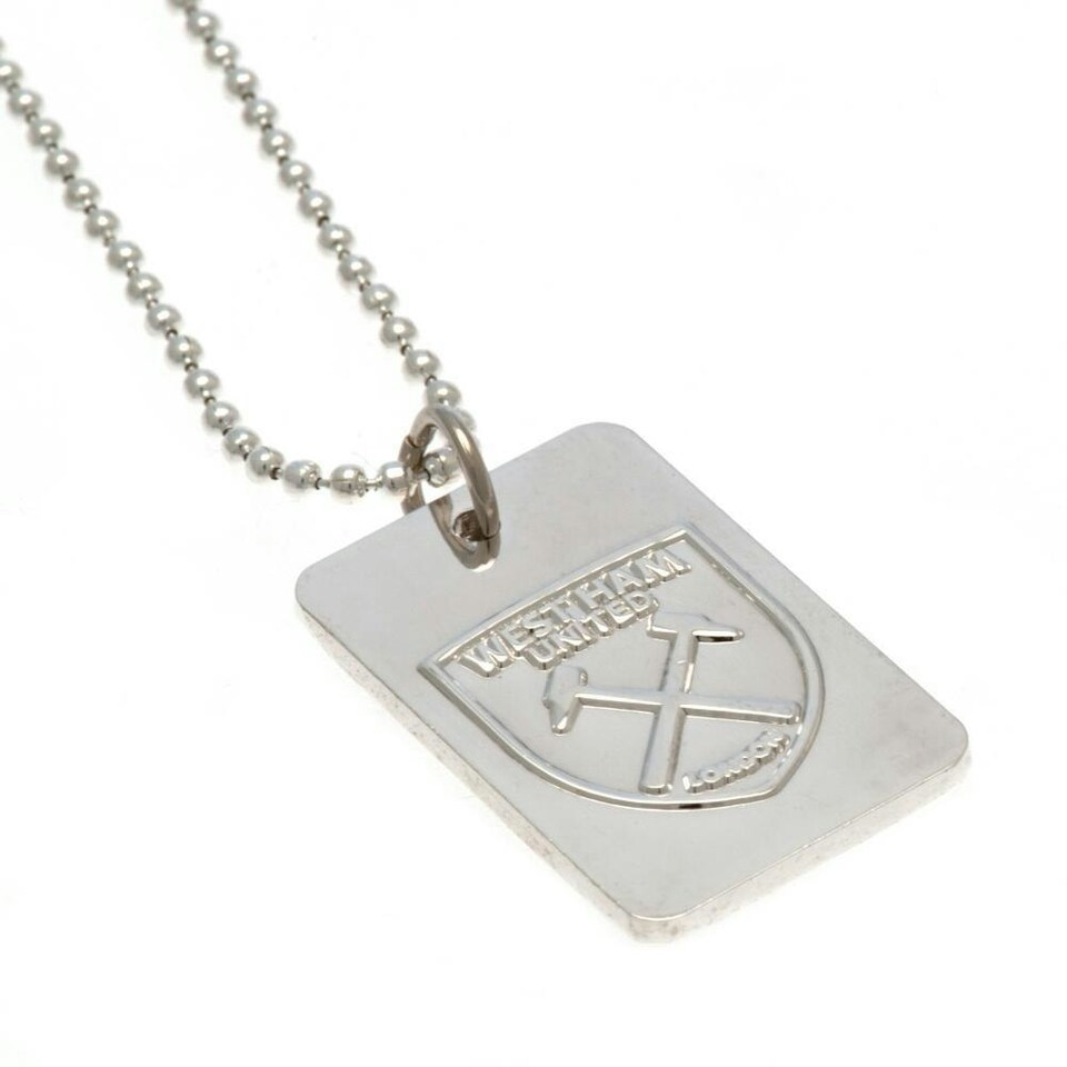 image 1 of West Ham United FC Silver Plated Dog Tag And Chain - Silver - One Size