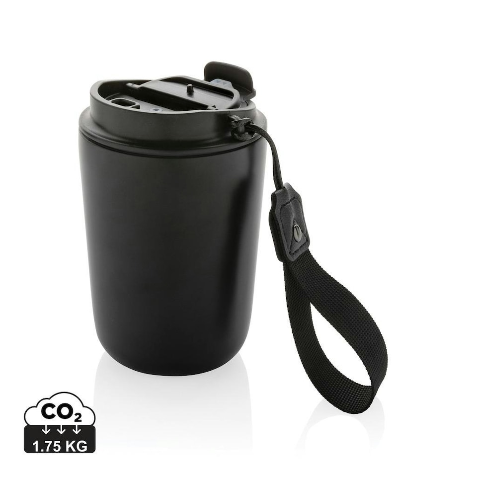 XD Collection Cuppa Lanyard Recycled Stainless Steel Tumbler - Black - One Size