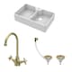 image 1 of Fireclay Kitchen Bundle - Double Bowl 1 Tap Hole Butler Sink & Tap Hole, Wastes & Mono Tap, 895mm - Brushed Brass - Balterley