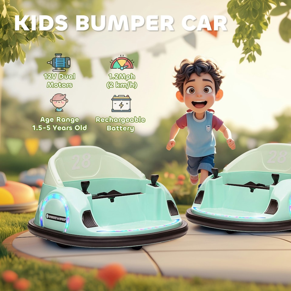 image 1 of AIYAPLAY 360 Degrees Rotation 12V Kids Bumper Car with Remote Control