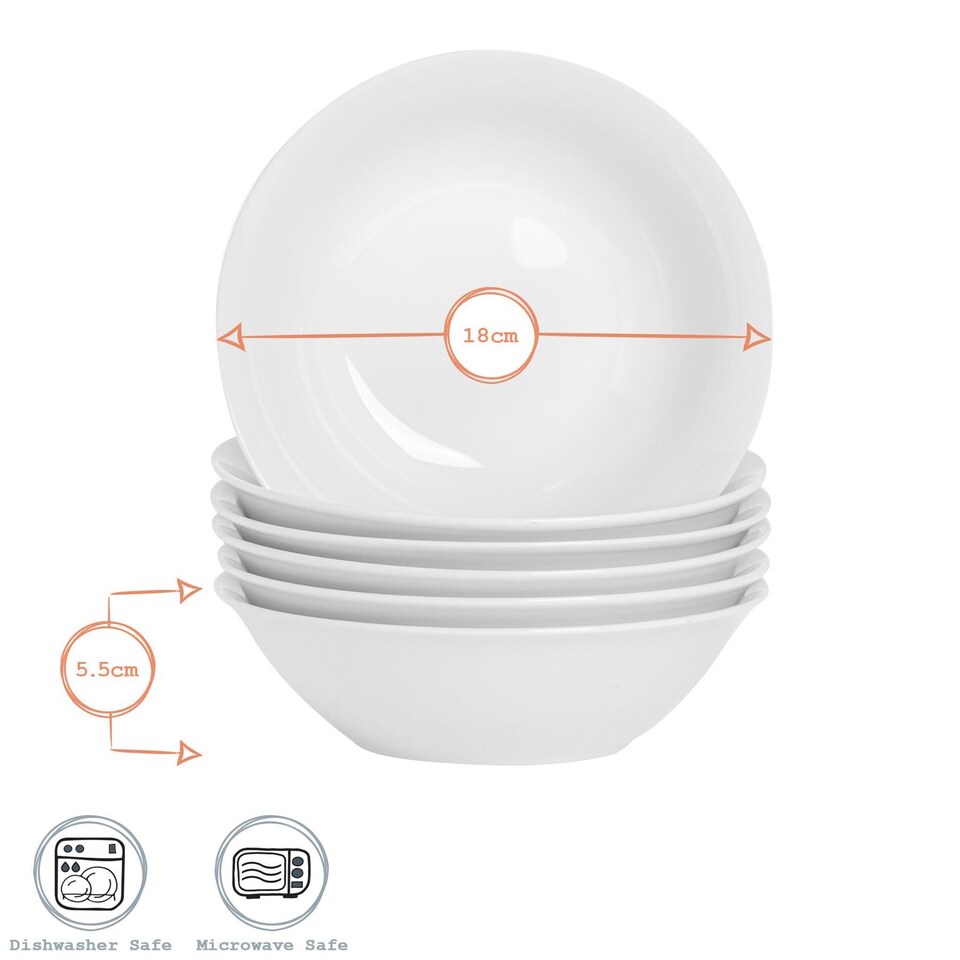 image 1 of Argon Tableware Classic White Cereal Bowls - 18cm - Pack of 12 | White | White