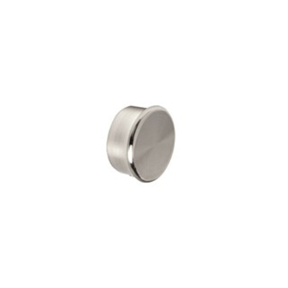 image 1 of 35mm Fixed Length Metal Curtain Pole Set Satin Silver End Cap Finial 105cm