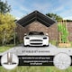 image 5 of Outsunny 2-Rooms Outdoor Carport Galvanized Steel Frame UV Resist