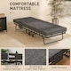 image 3 of HOMCOM Folding Bed with Mattress, Foldable Guest Bed on Wheels, Portable Single Bed with 10cm Mattress, Side Pockets, Cover, 190 x 80cm, Dark Grey