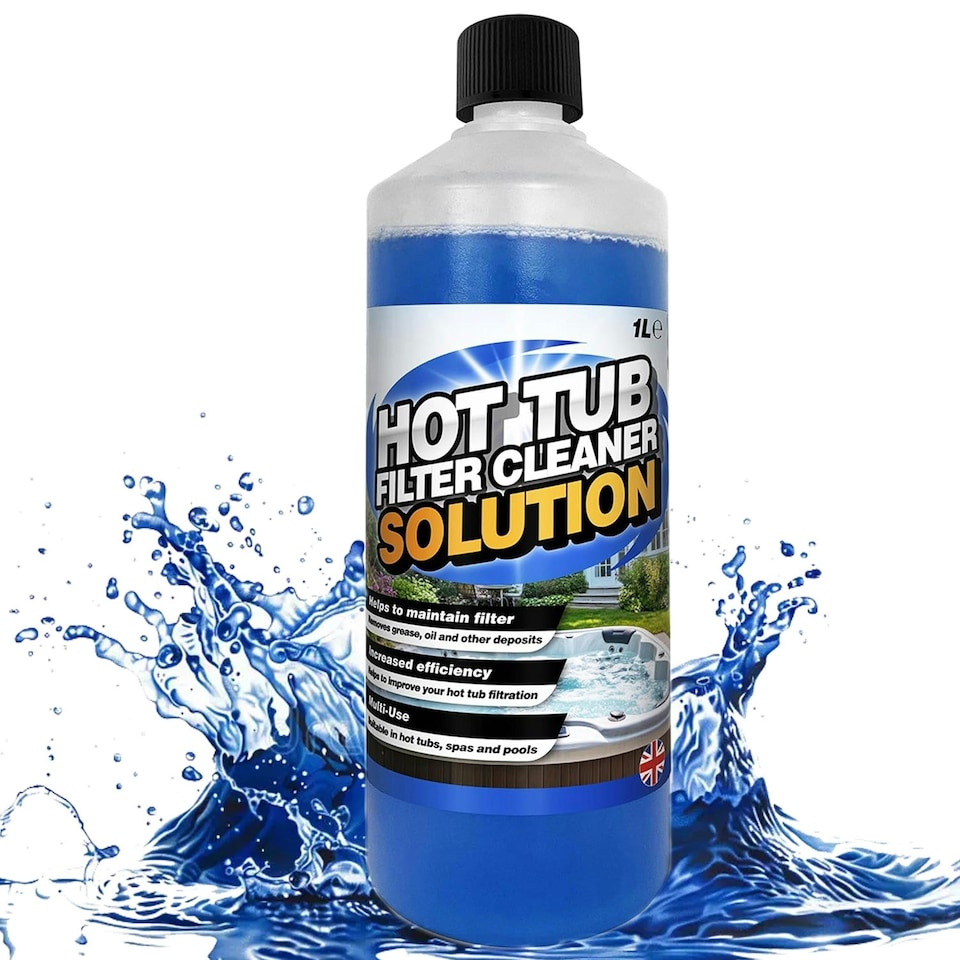 image 1 of 4 x 1 Litre Hot Tub Spa & Pool Filter Cartridge Cleaner Solution Removes Grease & Oil