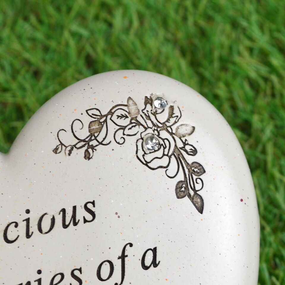 image 1 of Mam & Dad Graveside Memorial Heart Plaque Garden Ornament Memories Keepsake