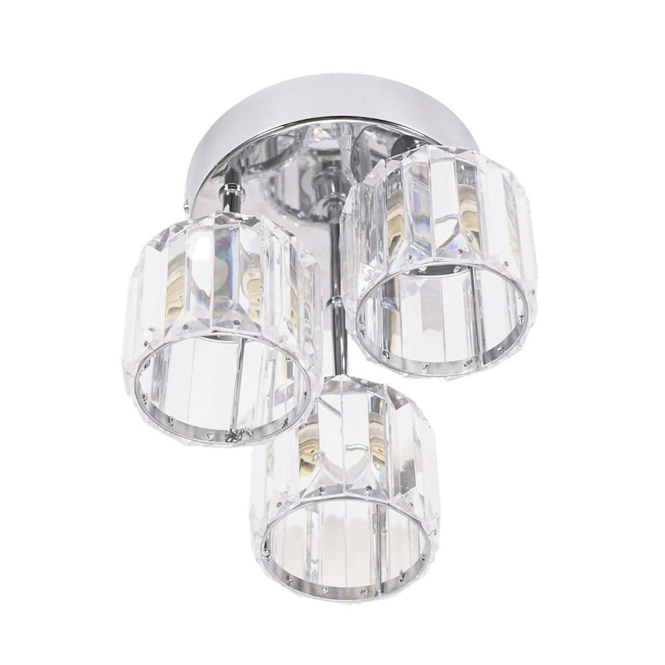 image 1 of ValueLights Beth Chrome 3 Way Clear Glass Drop Ceiling Light