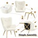 image 6 of Yaheetech Boucle Accent Chair with Wood-tone Metal Legs White | Ivory