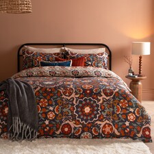 Furn Kinfolk Printed Reversible Duvet Cover Set | Blue | Denim Blue | Super King