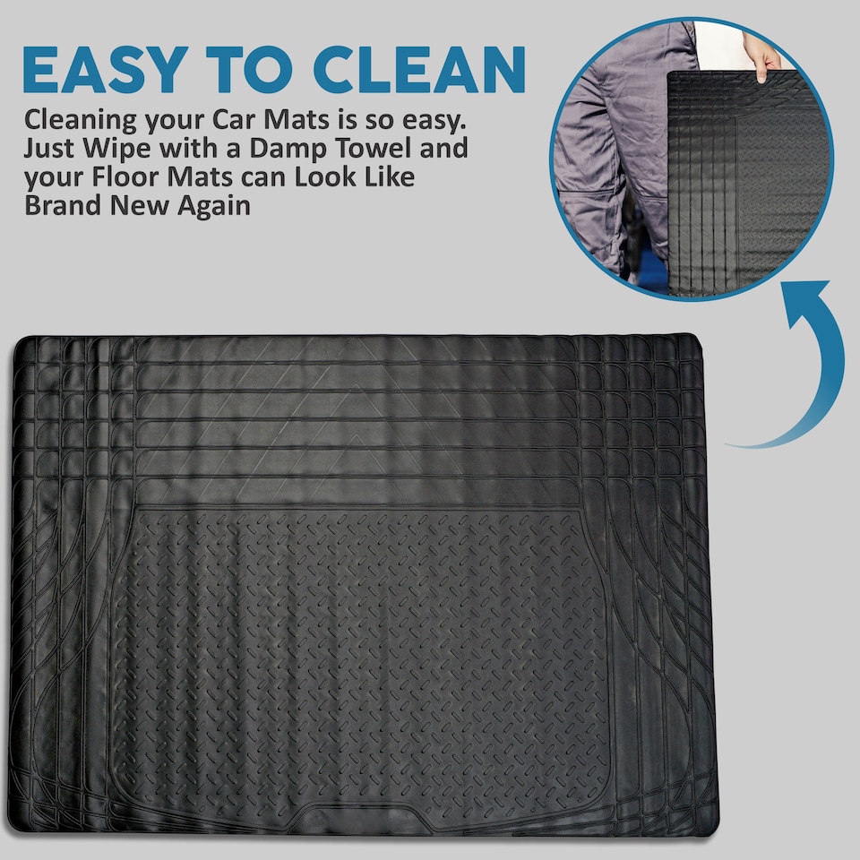 image 1 of Universal Car Mat Fit Vehicle Boot Rubber Liner Slip Resistant Mat Cut to Size