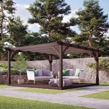 Premium Pergola and Decking Kit - Wood - L360 x W360 x H270 cm - Rustic Brown