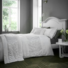 Portfolio Home Rouen Embellished Sequins Bedding Duvet Cover Set White | Double