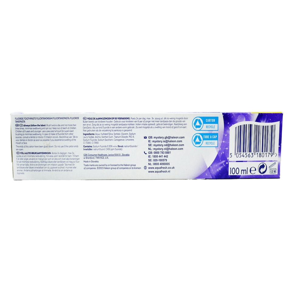 image 1 of Aquafresh Toothpaste Active White 09/11/26