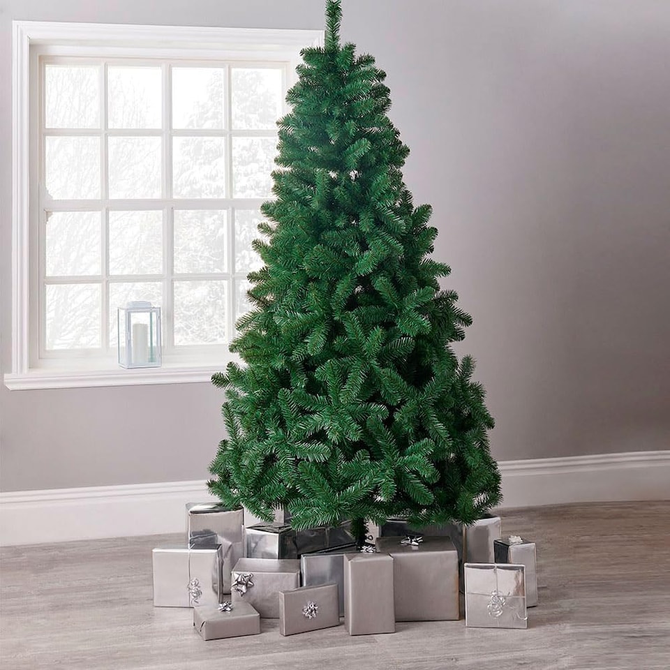image 1 of 7ft Neo Scandinavian Tips Spruce Fir Artificial Christmas Tree Xmas Realistic Branches Green Natural Branches with Solid Metal Legs (Green) | Green