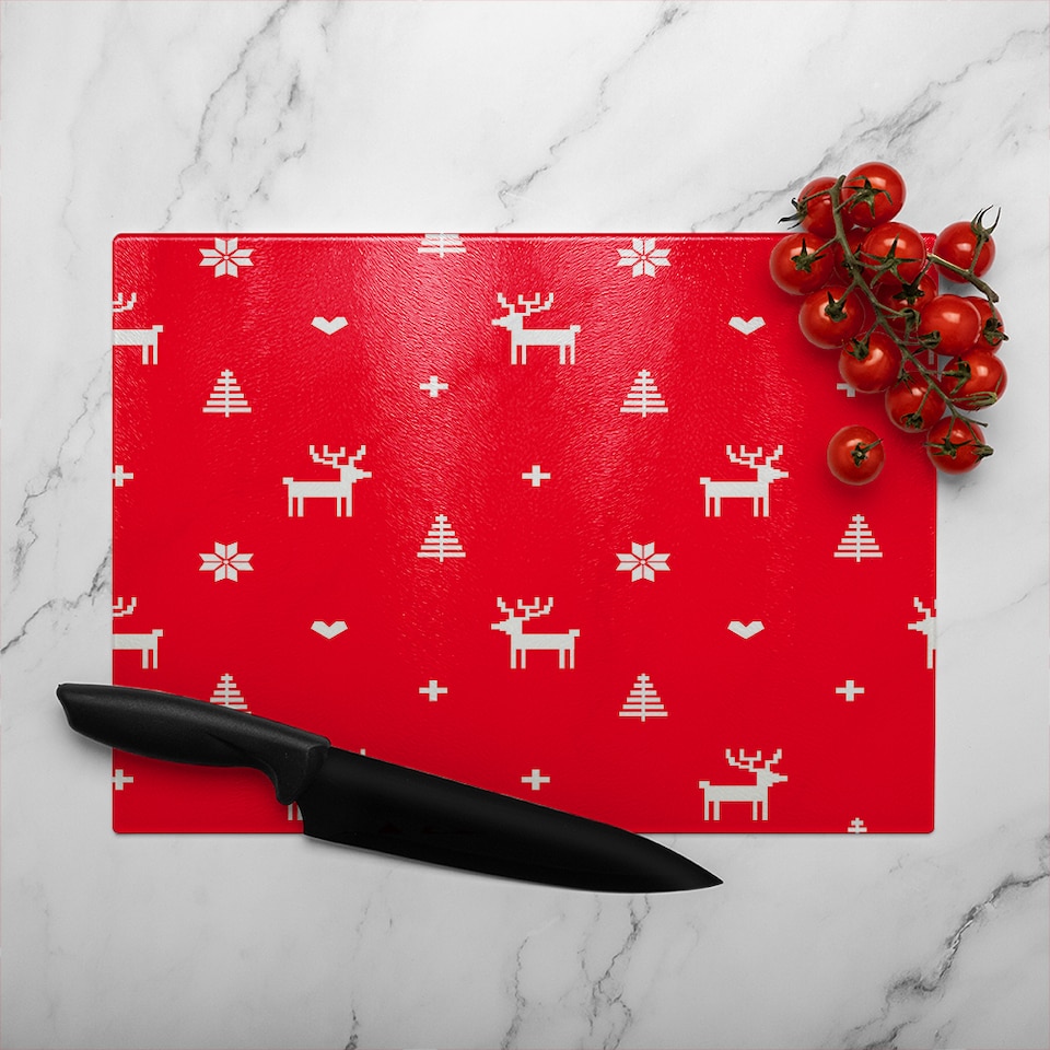 image 1 of Norway Christmas Festive Sweater Dining Glass Chopping Board | Multi