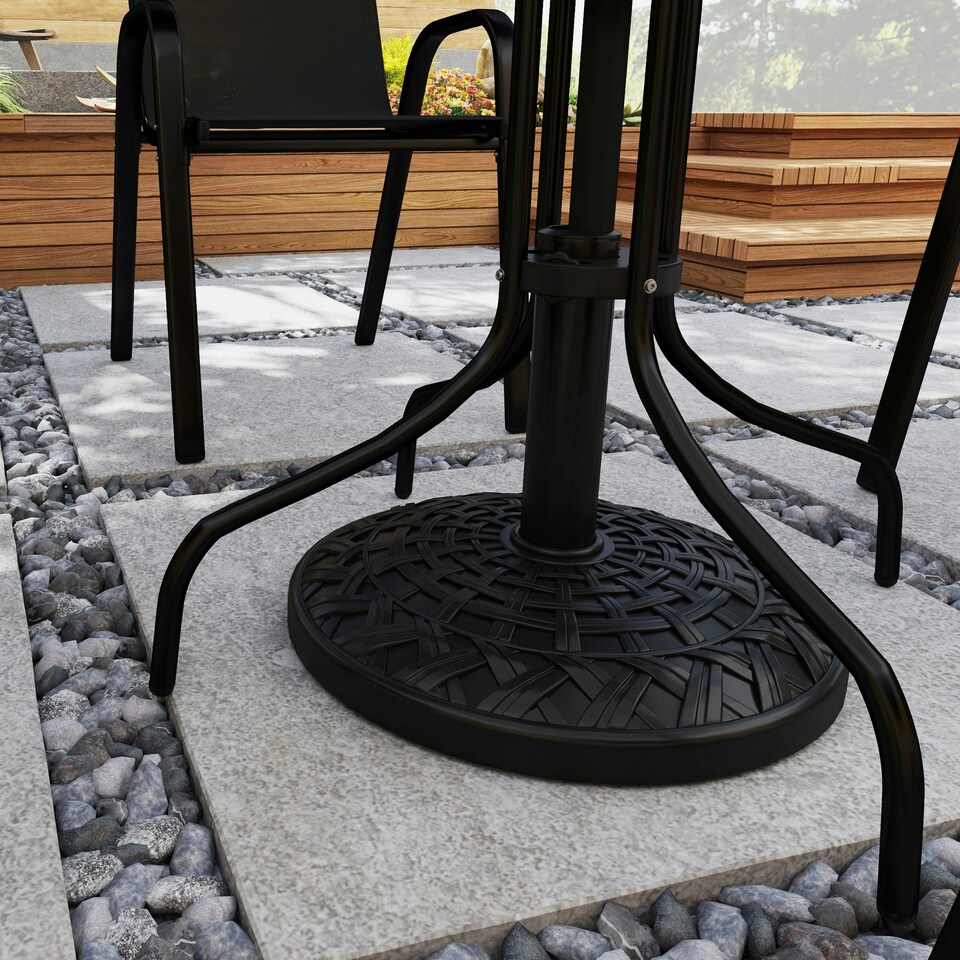 image 1 of Outsunny 12kg Garden Parasol Base, Round Resin Garden Umbrella Base, Black