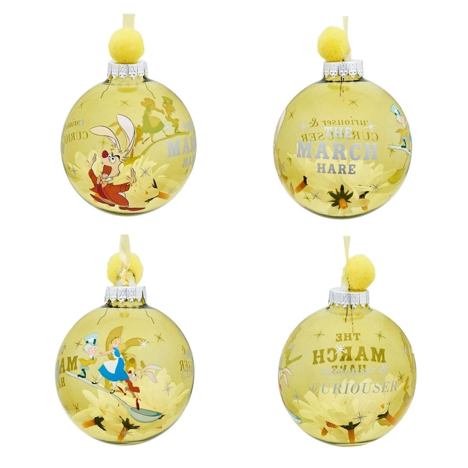 image 1 of Widdop Gifts Disney Alice in Wonderland Set of 7 Christmas Tree Baubles