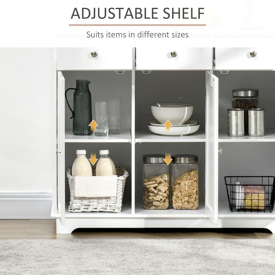 image 1 of HOMCOM Modern Sideboard Buffet Cabinet with Storage Cabinets and Drawers White