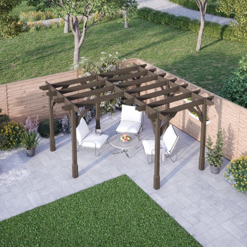 image 1 of Corner Pergola - Wood - L480 x W480 cm - Rustic Brown