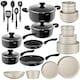 image 1 of Dinnerware Set for 6 People with Plates, Bowls, Utensils, Pots and Pans | Black | black/taupe | 39 pc | 1