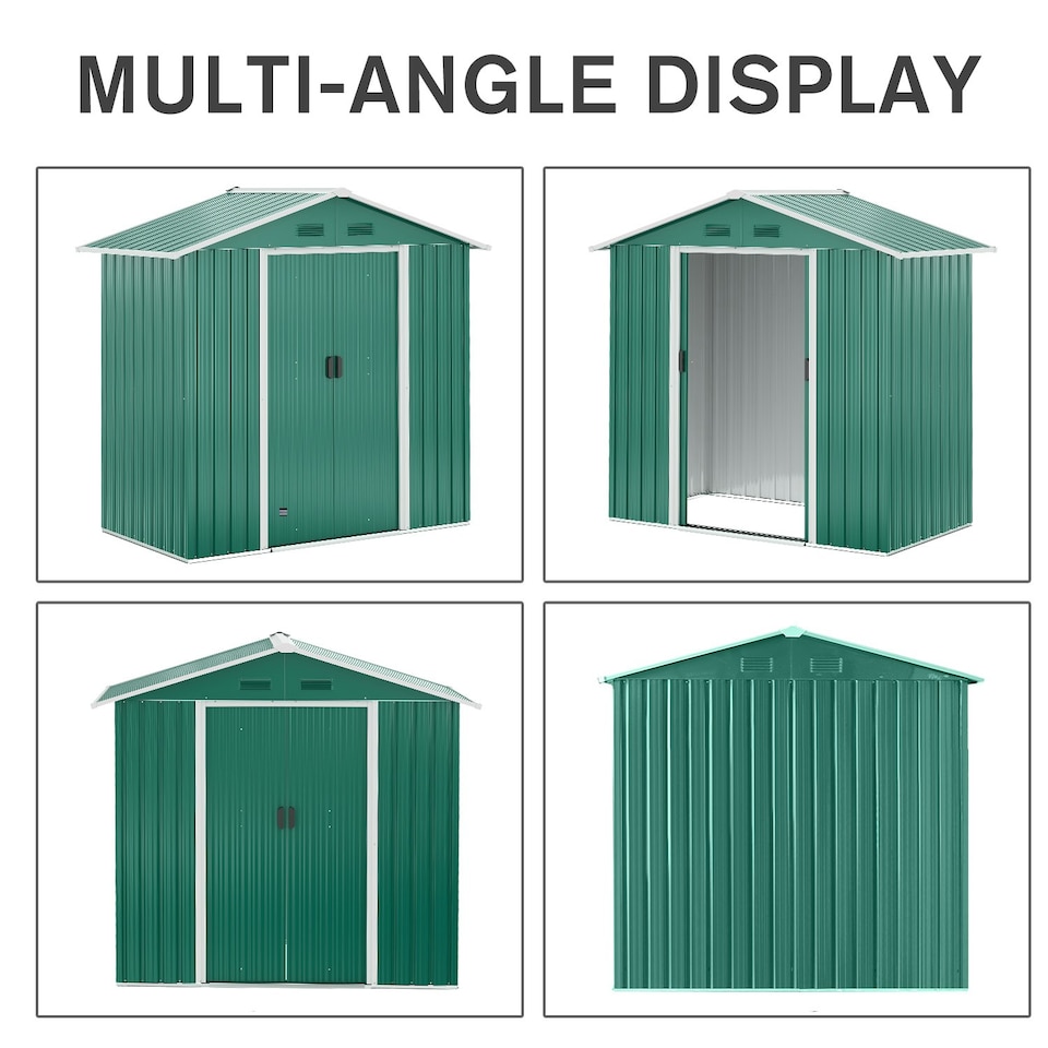 image 1 of Outsunny 6.5x3.5ft Metal Garden Shed for Garden and Outdoor Storage, Green