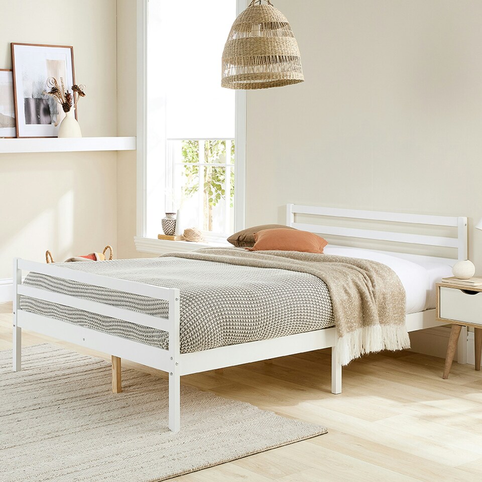 image 1 of Alpine Bed Frame in White, size King