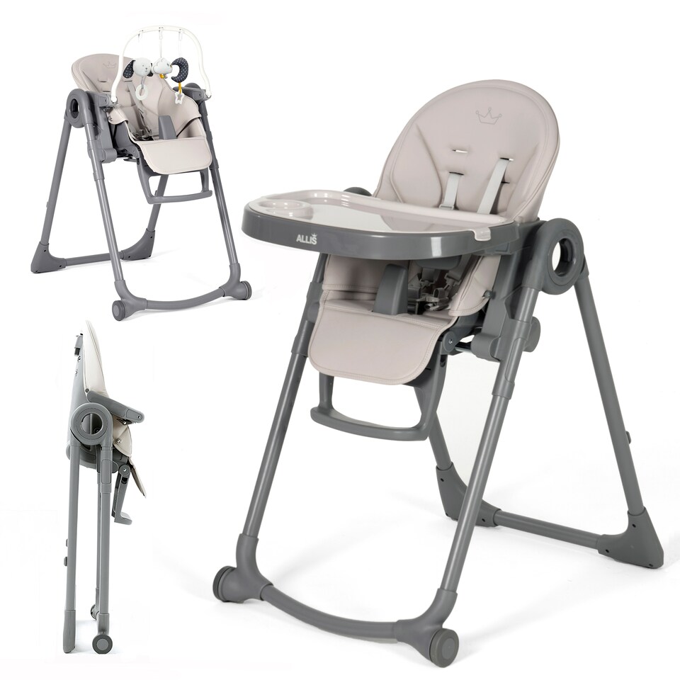 image 1 of Allis Baby Lola 2-in-1 Highchair Feeding Chair - Light Grey | Grey | Light Grey | One Size | 1