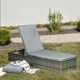 image 1 of Rattan Sun Lounger For Garden Reclining Deck Bed With Cushion Grey Grey