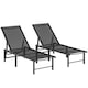 image 1 of Outsunny Sun Loungers Set of 2, 5-Level Reclining Sunbeds, Black | Black | Black | Not provided