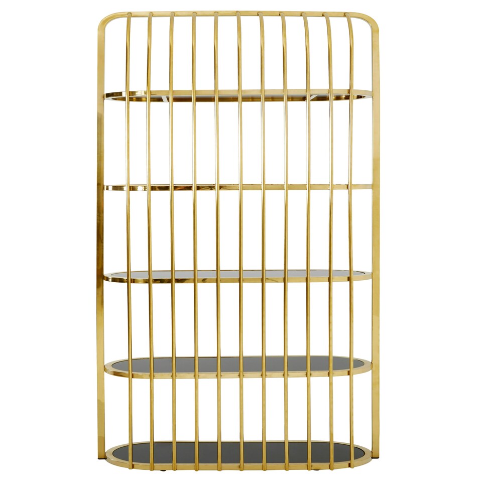 image 1 of Interiors by Premier Elegant Gold Finish Cage Design Bookshelf, Spacious Slimline Bookshelf, Functional Sleek Shelf For Books Gold