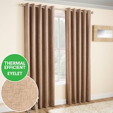 Enhanced Living Vogue Latte Natural 90 x 108 inch (229x274cm) Eyelet Thermal Noise reducing Dim Out Curtains (PAIR)