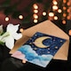 image 4 of Crescent Moon Stars Clouds Night Sky Watercolour Thank You Card