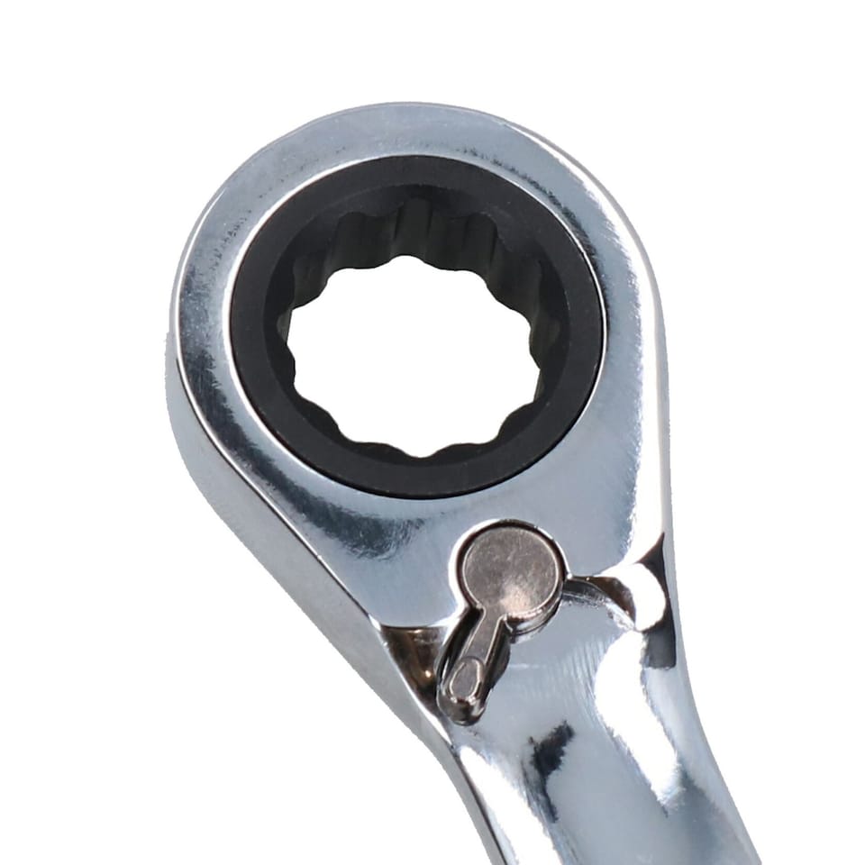 image 1 of 16mm Reversible Cranked Offset Ratchet Combination Spanner Wrench 72 Teeth